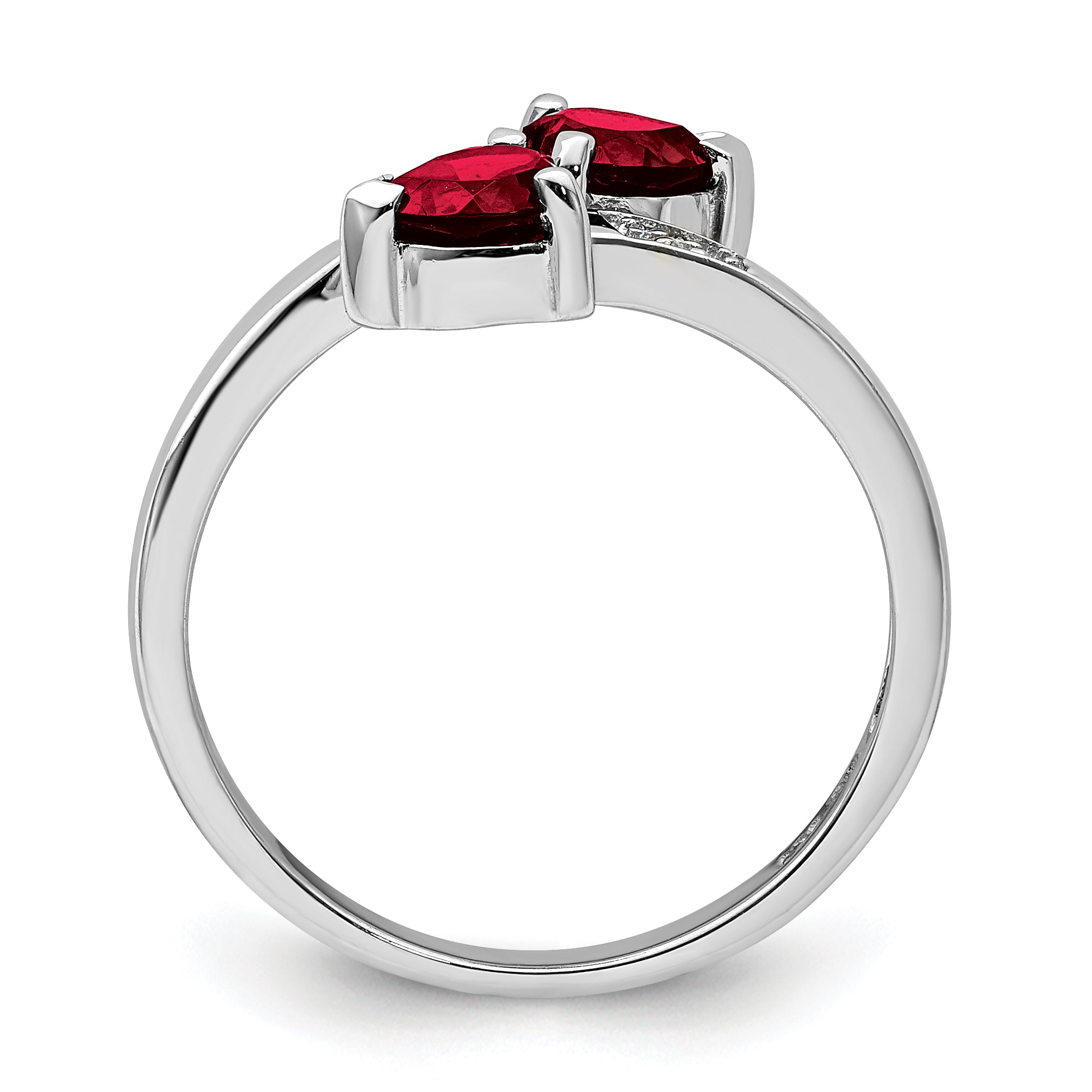 Sterling Silver Rhodium Garnet & Diamond Heart Ring Secondary image