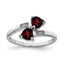 Sterling Silver Rhodium Garnet & Diamond Heart Ring