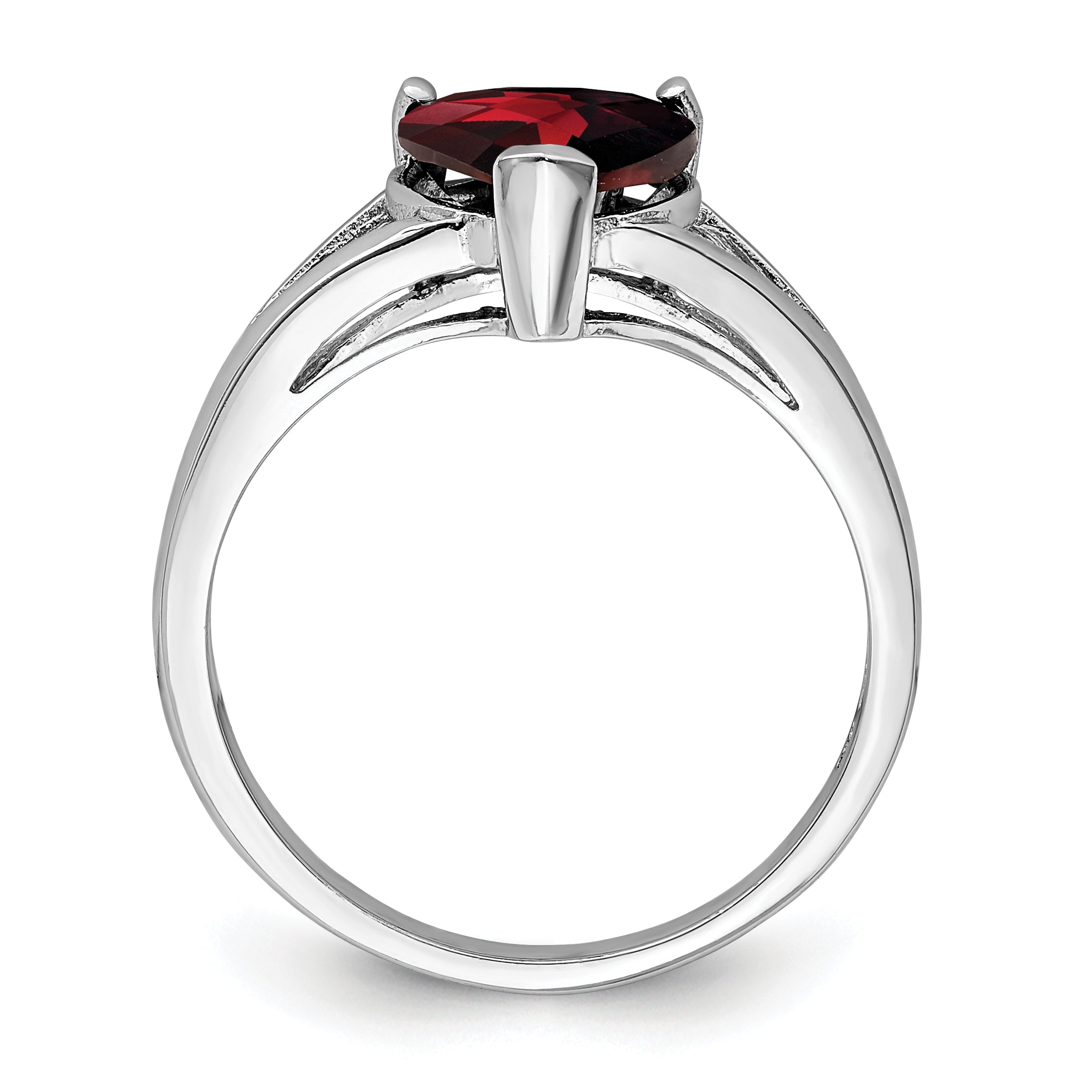 Sterling Silver Rhodium Garnet Ring Secondary image