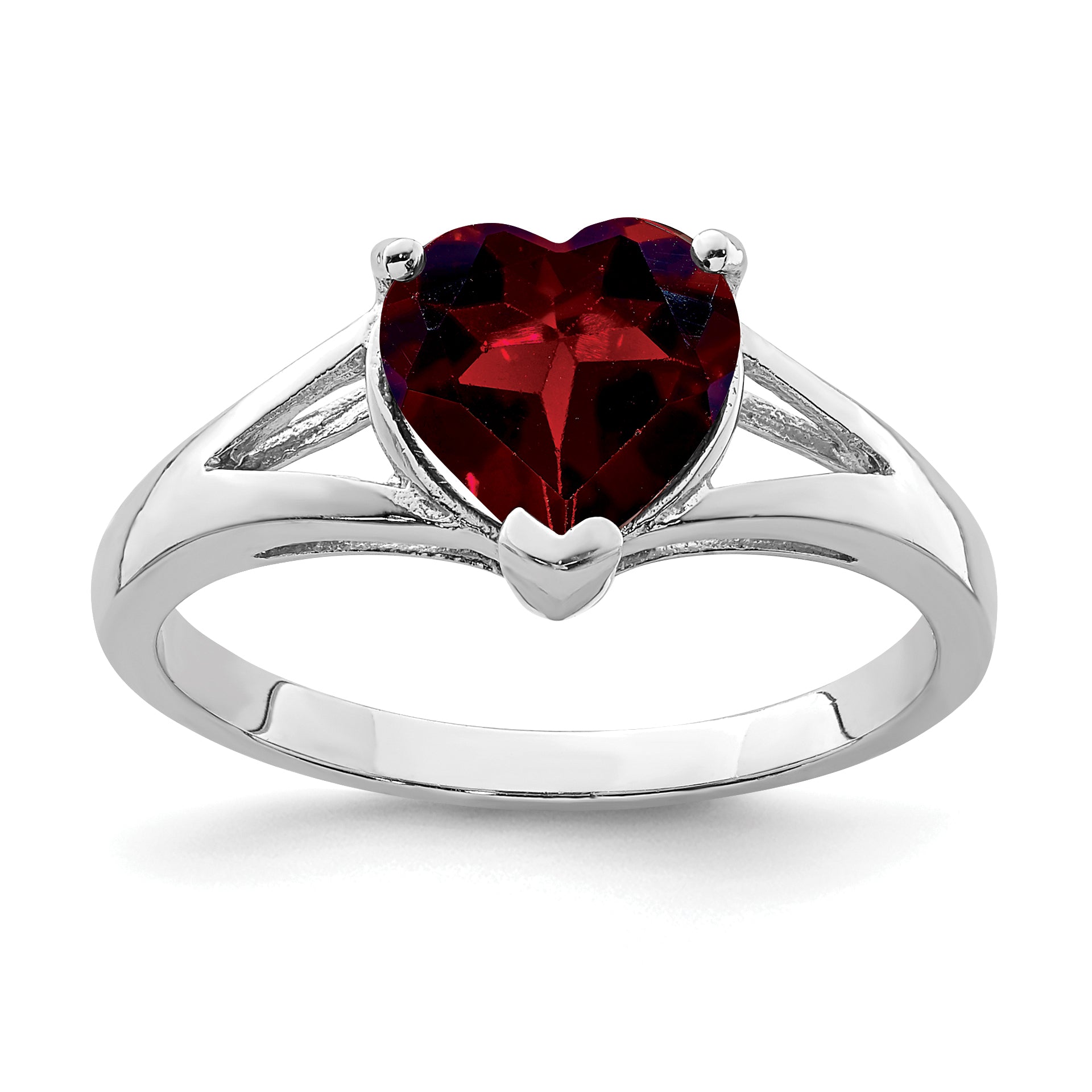 Sterling Silver Rhodium Garnet Ring Main image