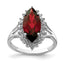 Sterling Silver Rhodium Garnet Diamond Ring