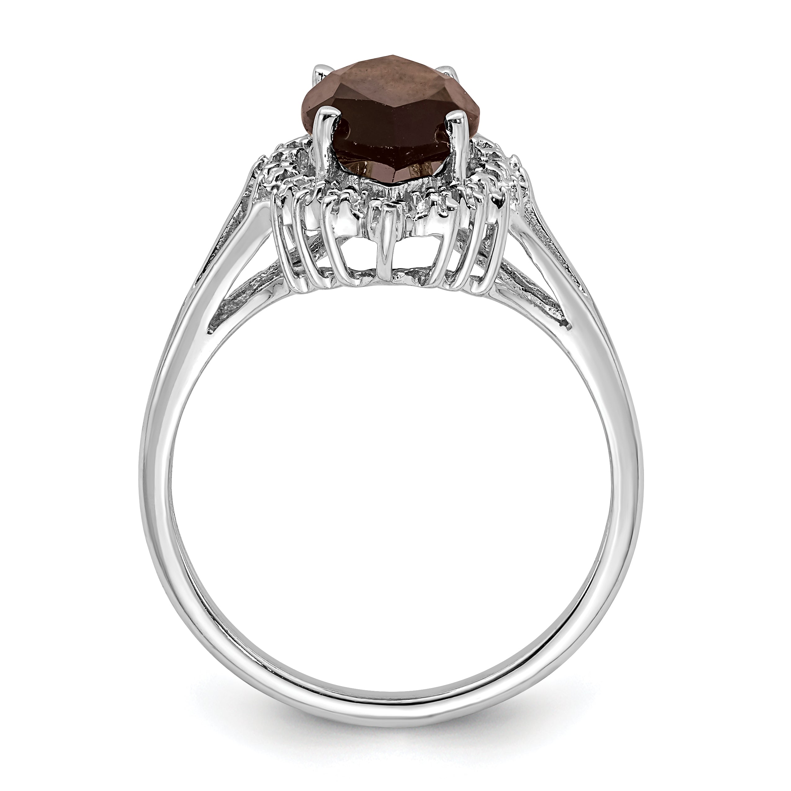 Sterling Silver Rhodium Smoky Quartz Diamond Ring Secondary image
