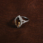 Sterling Silver Rhodium Smoky Quartz Diamond Ring