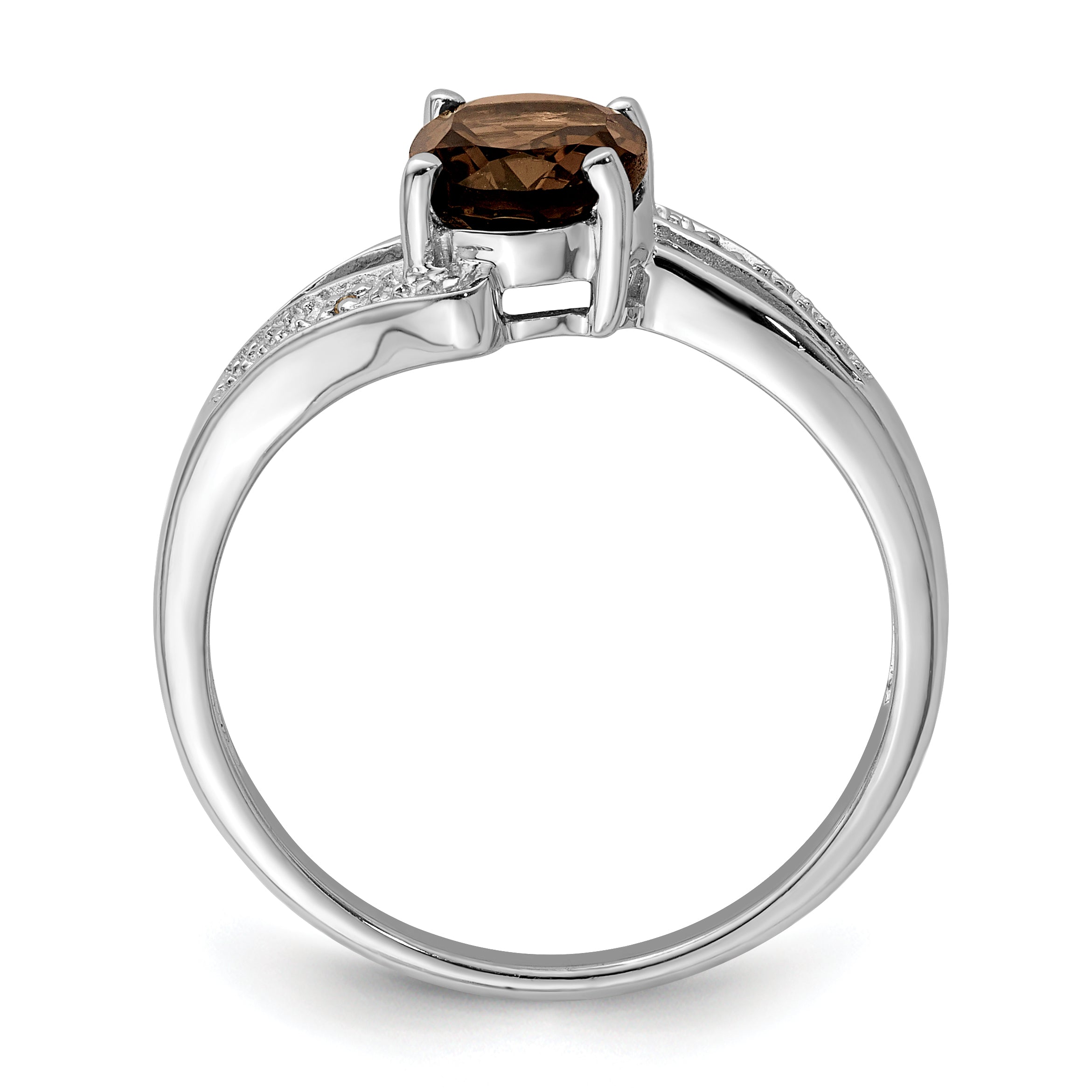 Sterling Silver Rhodium Smoky Quartz & Diamond Ring Main image