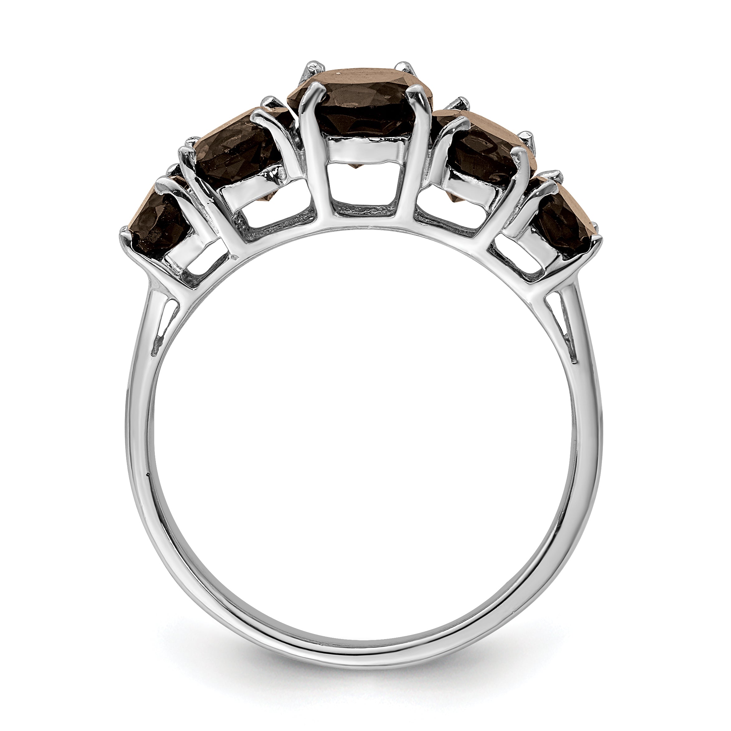 Sterling Silver Rhodium Smoky Quartz Ring Main image
