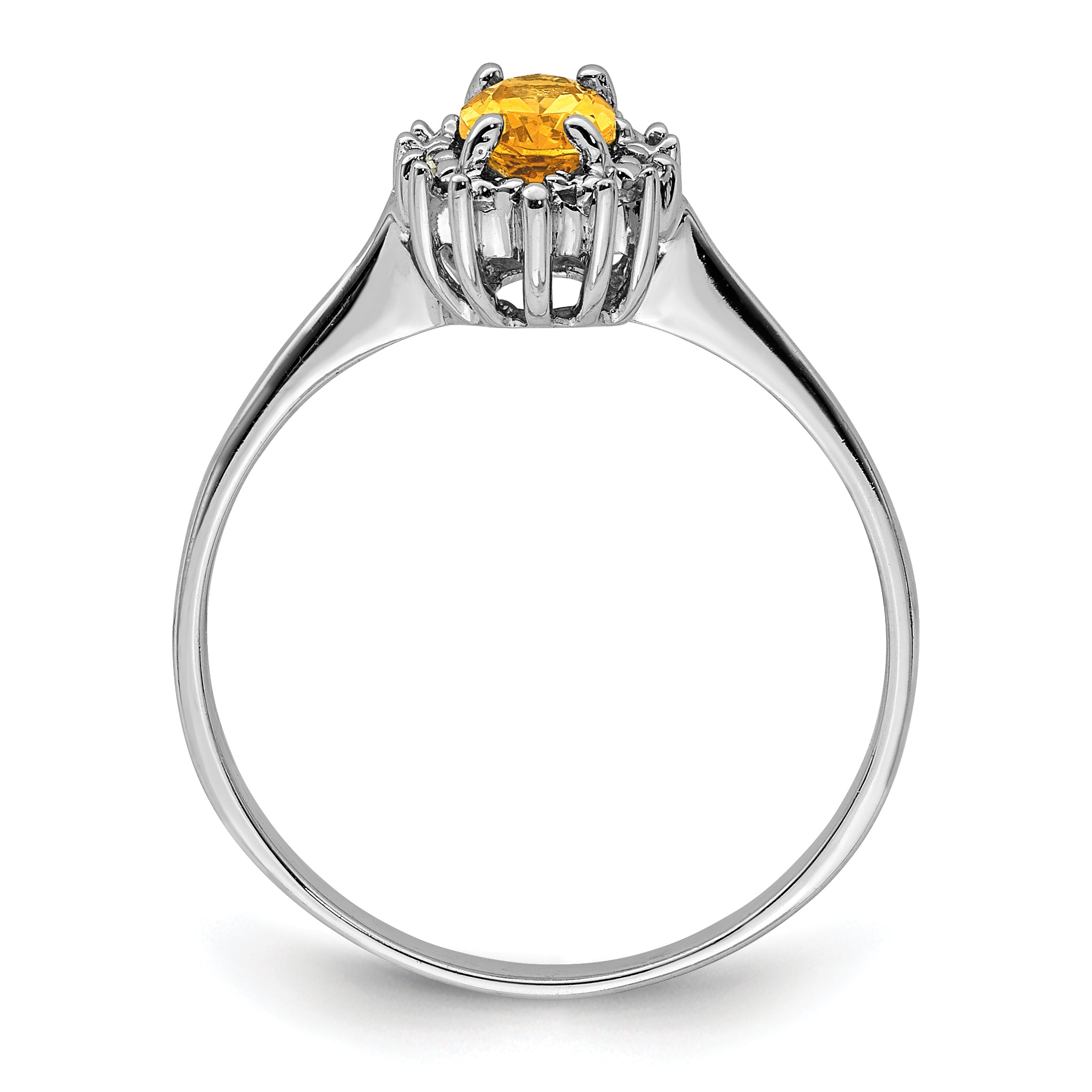Sterling Silver Rhodium Citrine Diamond Ring Secondary image