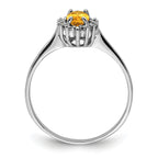 Sterling Silver Rhodium Citrine Diamond Ring