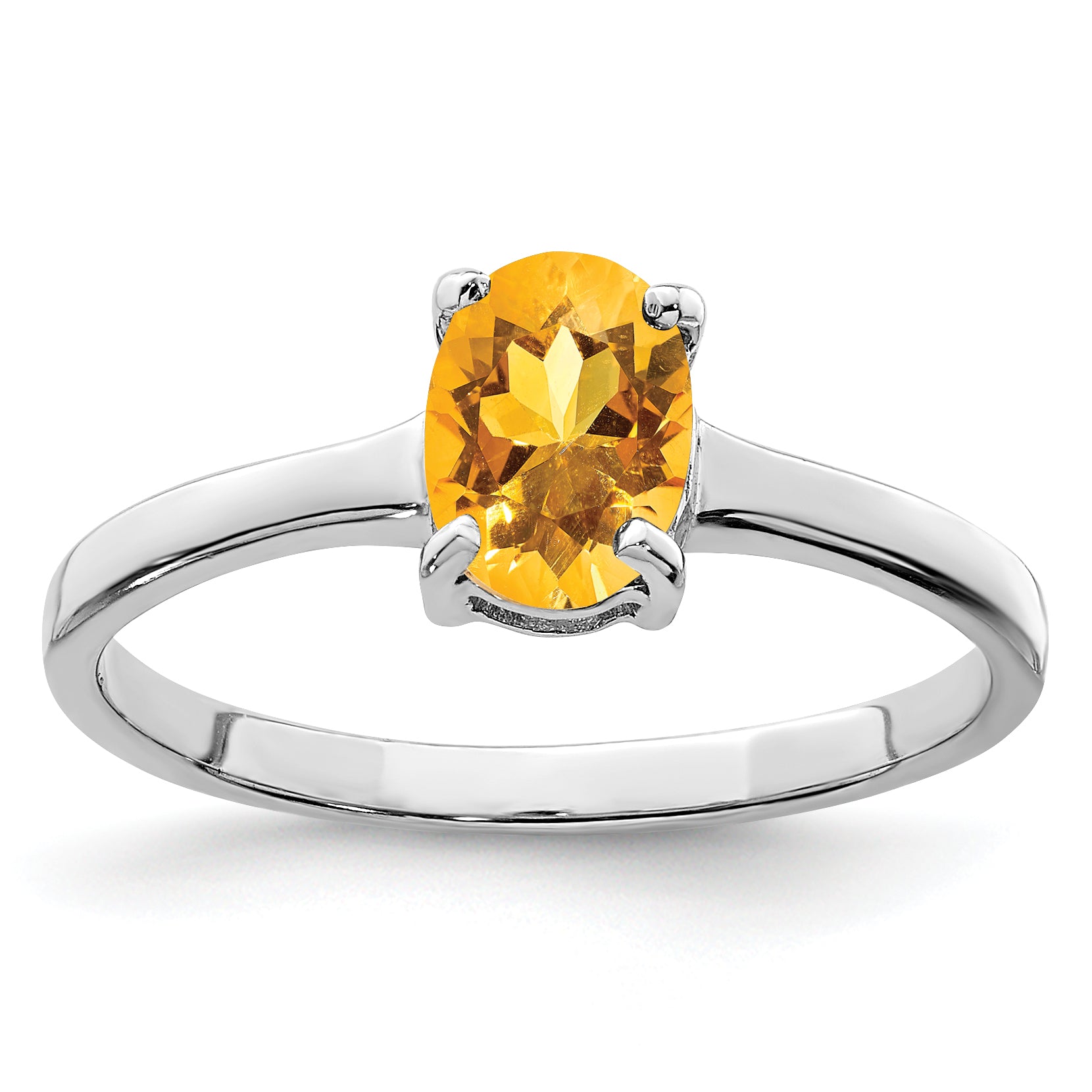 Sterling Silver Rhodium Citrine Ring Main image