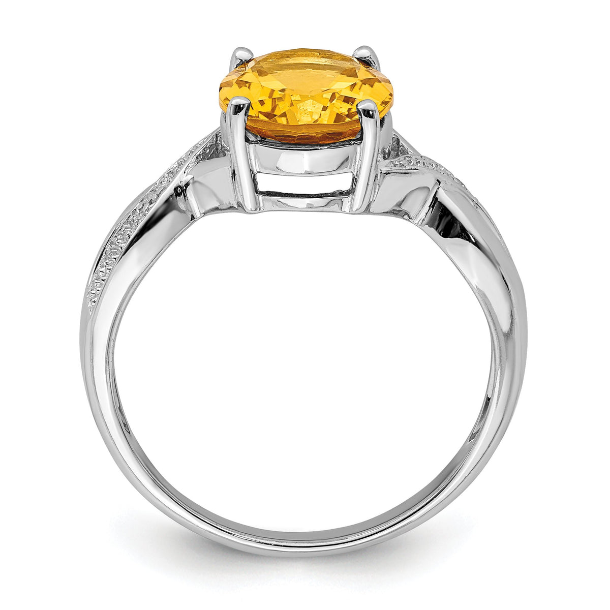 Sterling Silver Rhodium Citrine & Diamond Ring - Sophia Jewelers Main image