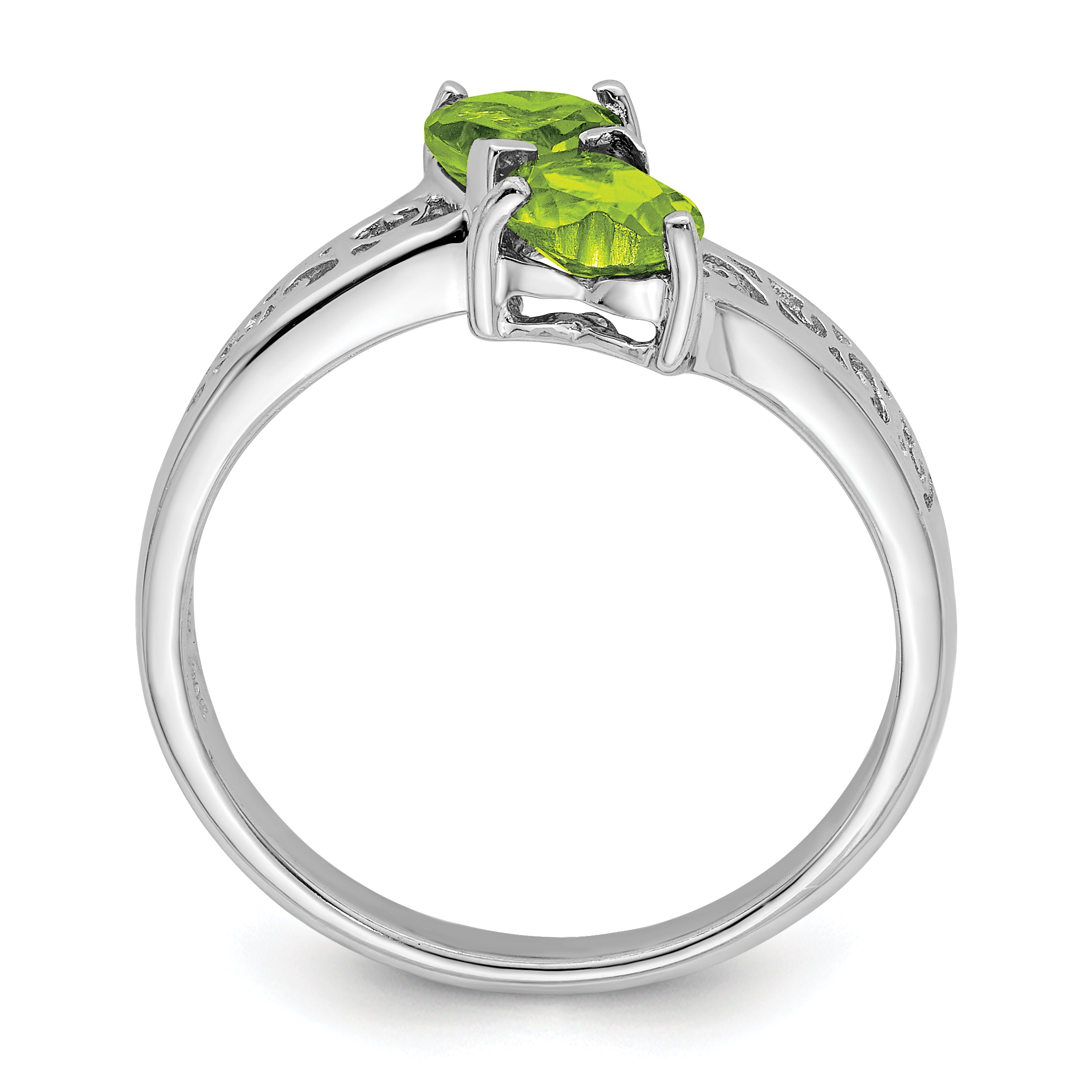 Sterling Silver Rhodium Peridot Heart Ring Secondary image