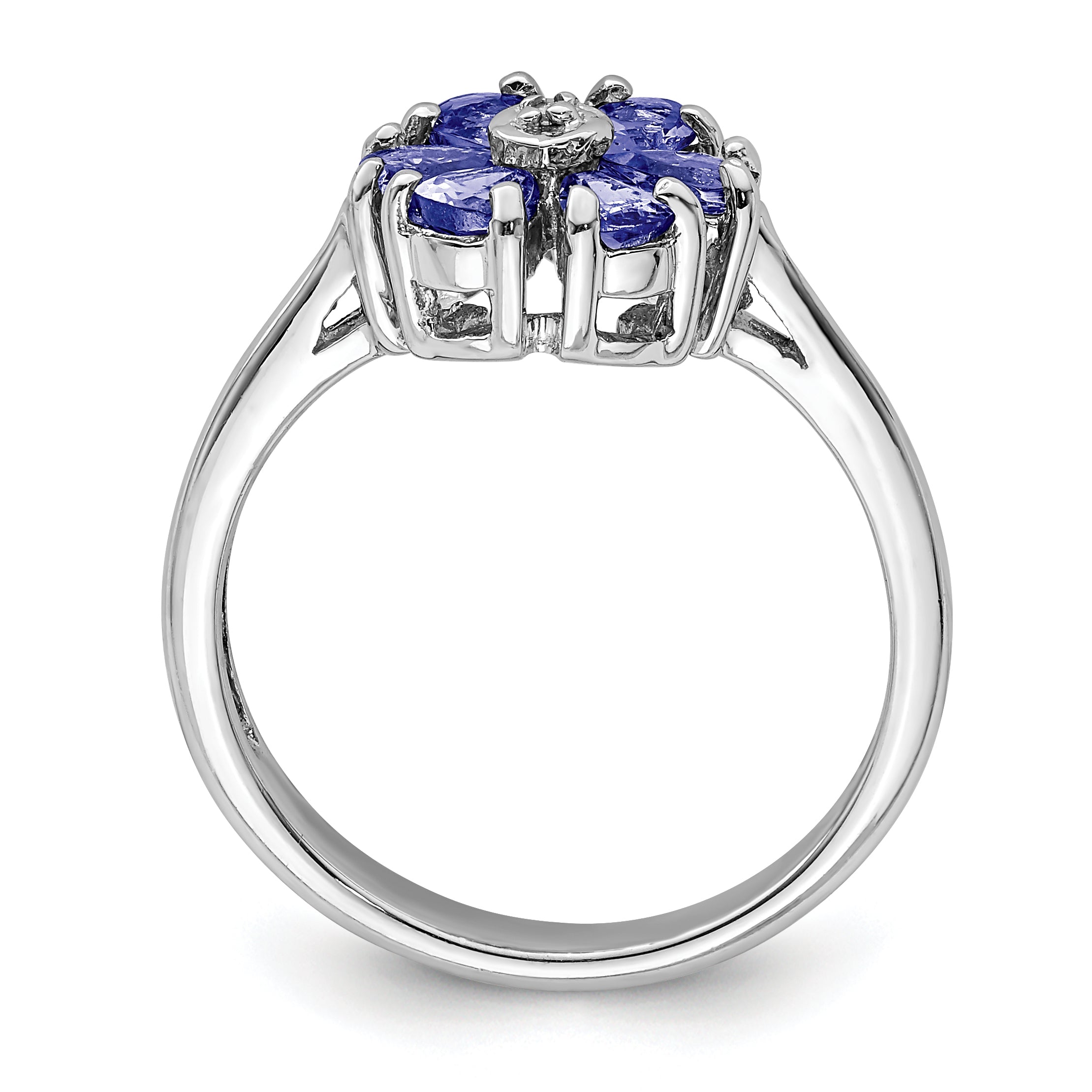 Sterling Silver Rhodium Tanzanite and Diamond Ring Secondary image