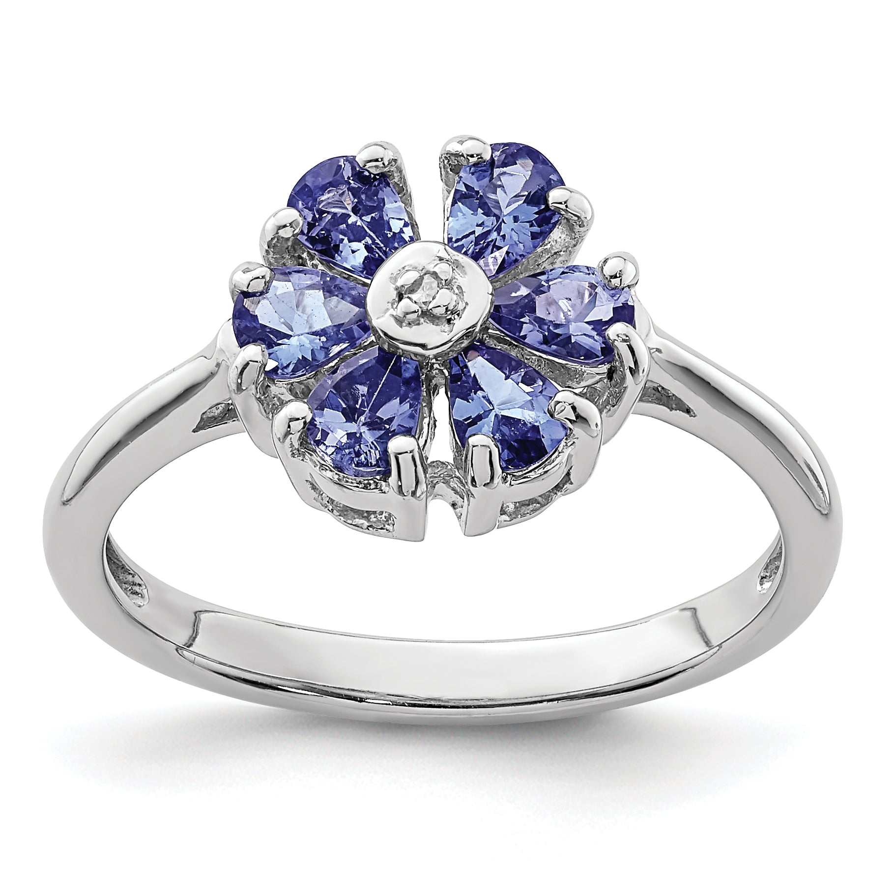 Sterling Silver Rhodium Tanzanite & Diam. Ring Main image