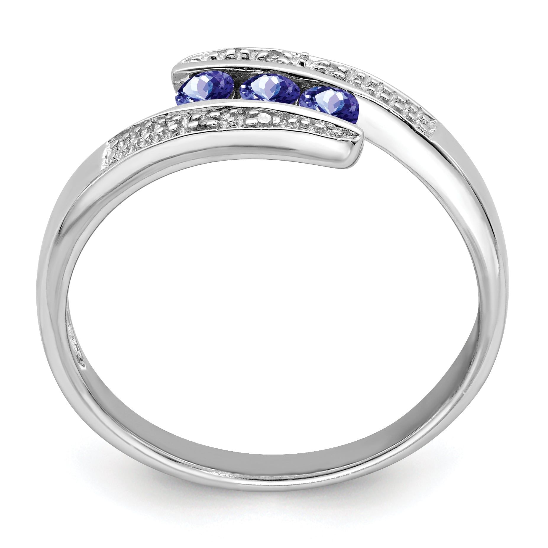 Sterling Silver Rhodium Tanzanite and Diamond Ring Secondary image