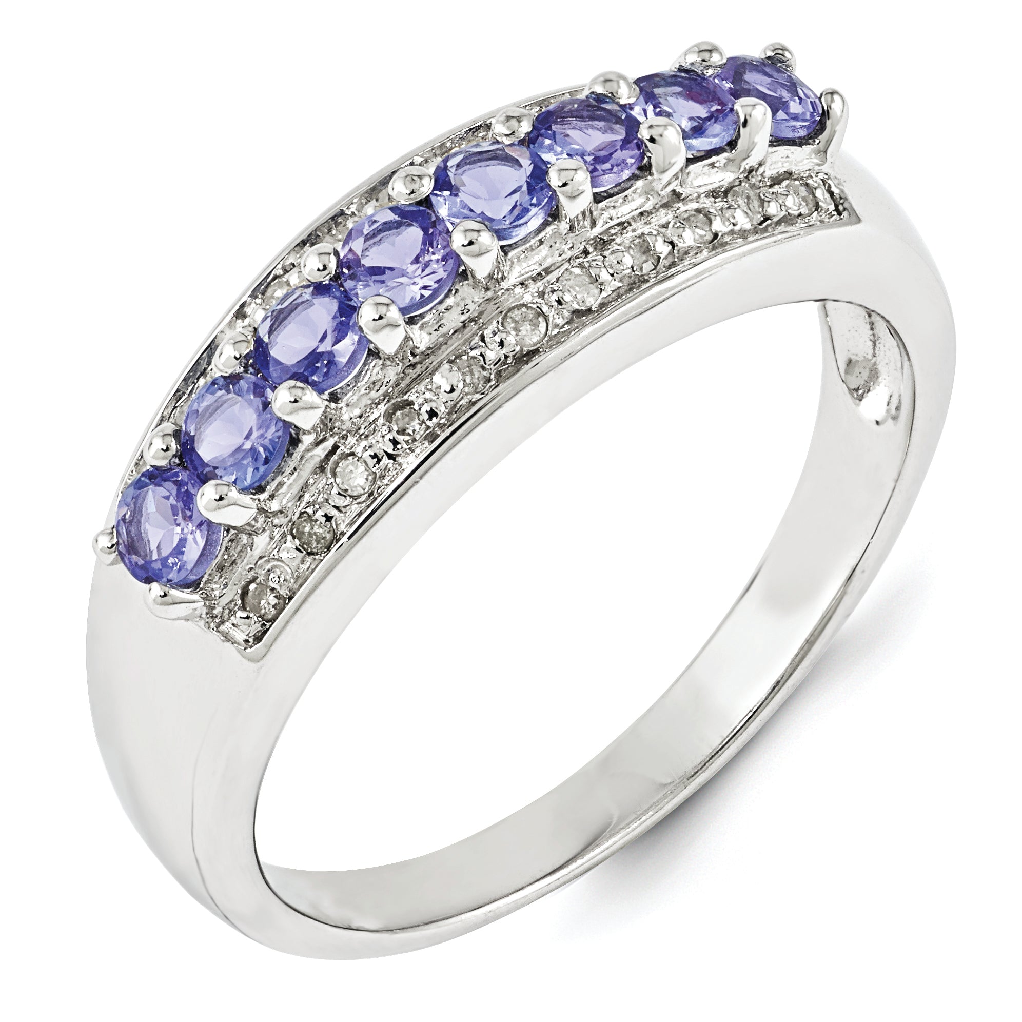 Sterling Silver Rhodium Tanzanite & Diam. Ring Secondary image