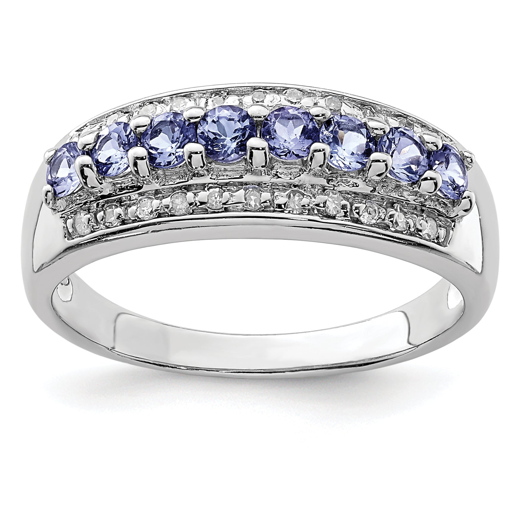 Sterling Silver Rhodium Tanzanite & Diam. Ring Main image