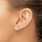 Cubic Zirconia Stud Earrings in Sterling Silver with Anti-Tarnish, 8mm - Sophia Jewelers