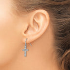 Cubic Zirconia Latin Cross Dangle Earrings in Sterling Silver - Sophia Jewelers