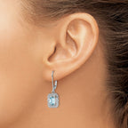 Blue Topaz & Diamond Drop Earrings in Sterling Silver, 6x4mm (0.01 ct. tw.) - Sophia Jewelers