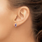 Amethyst & Diamond Birthstone Stud Earrings in Sterling Silver, 7x3.5mm (0.01 ct. tw.) - Sophia Jewelers