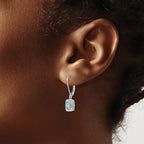 Blue Topaz & Diamond Drop Leverback Earrings in Sterling Silver (0.01 ct. tw.) - Sophia Jewelers