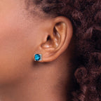London Cushion Blue Topaz Stud Earrings in Sterling Silver, 7mm - Sophia Jewelers