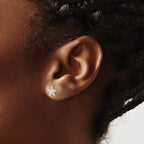 Starfish Mini Stud Earrings in Sterling Silver, 8mm Diamond-Cut - Sophia Jewelers