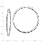 Sterling Shimmer Sterling Silver Rhodium-plated 100 Stone 1.9mm CZ In and Out Round Hinged Hoop Earrings