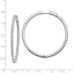 Sterling Shimmer Sterling Silver Rhodium-plated 100 Stone 1.9mm CZ In and Out Round Hinged Hoop Earrings