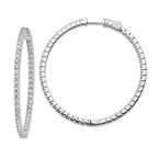 Sterling Shimmer Sterling Silver Rhodium-plated 100 Stone 1.9mm CZ In and Out Round Hinged Hoop Earrings