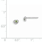 Sterling Silver Madi K Rhodium-plated Polished August Light Green Preciosa Crystal Heart Children's Post Earrings
