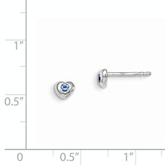 Sterling Silver Madi K Rhodium-plated Polished December Blue Preciosa Crystal Heart Children's Post Earrings