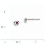 Sterling Silver Madi K Rhodium-plated Polished February Purple Preciosa Crystal Heart Children's Post Earrings