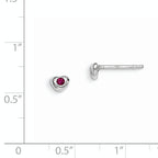 Sterling Silver Madi K Rhodium-plated Polished July Red Preciosa Crystal Heart Children's Post Earrings