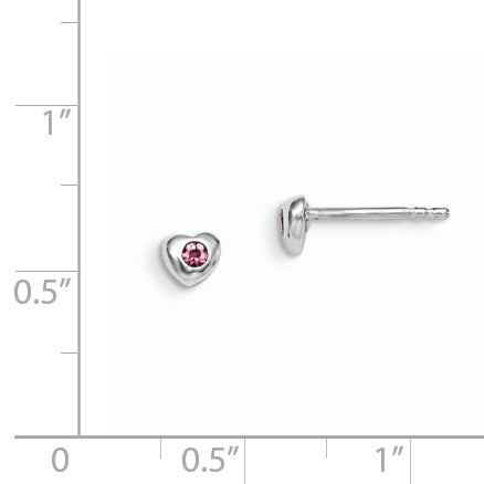 Sterling Silver Madi K Rhodium-plated Polished June Pink Preciosa Crystal Heart Children's Post Earrings Secondary image