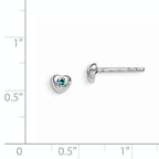 Sterling Silver Madi K Rhodium-plated Polished March Light Blue Preciosa Crystal Heart Children's Post Earrings