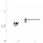 Sterling Silver Madi K Rhodium-plated Polished May Green Preciosa Crystal Heart Children's Post Earrings