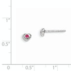 Sterling Silver Madi K Rhodium-plated Polished October Pink Preciosa Crystal Heart Children's Post Earrings
