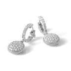 88-Stone Cubic Zirconia Pavé Circle Hoop Dangle Earrings in Sterling Silver, 25mm - Sophia Jewelers