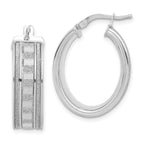Sterling Silver Polished Oval Baguette Hoop Earrings for Women