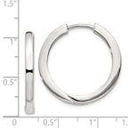 Sterling Silver 2.5x25mm Hinged Hoop Earrings
