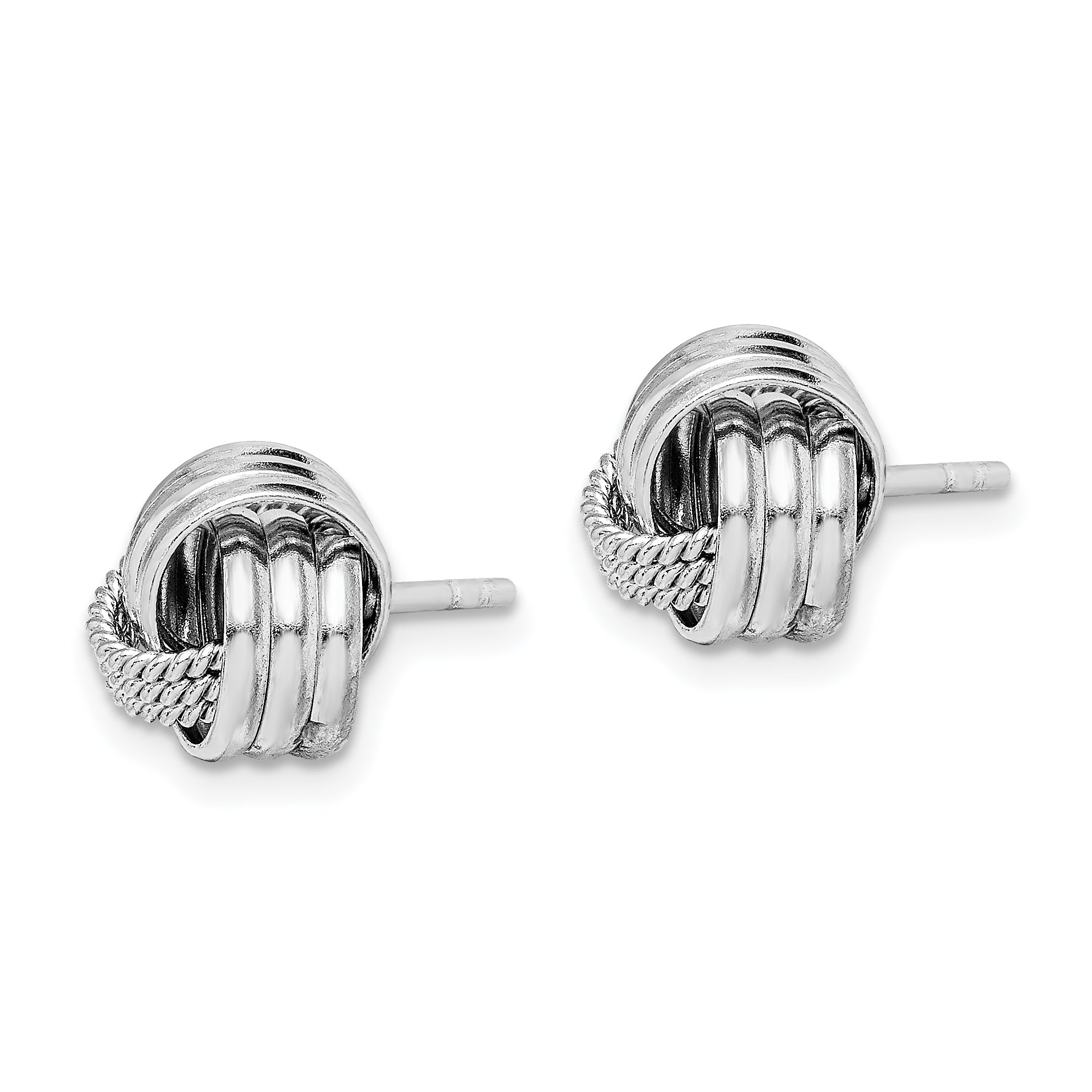 Sterling Silver Rhodium-plated Polished Twisted Knot Post Earrings Secondary image