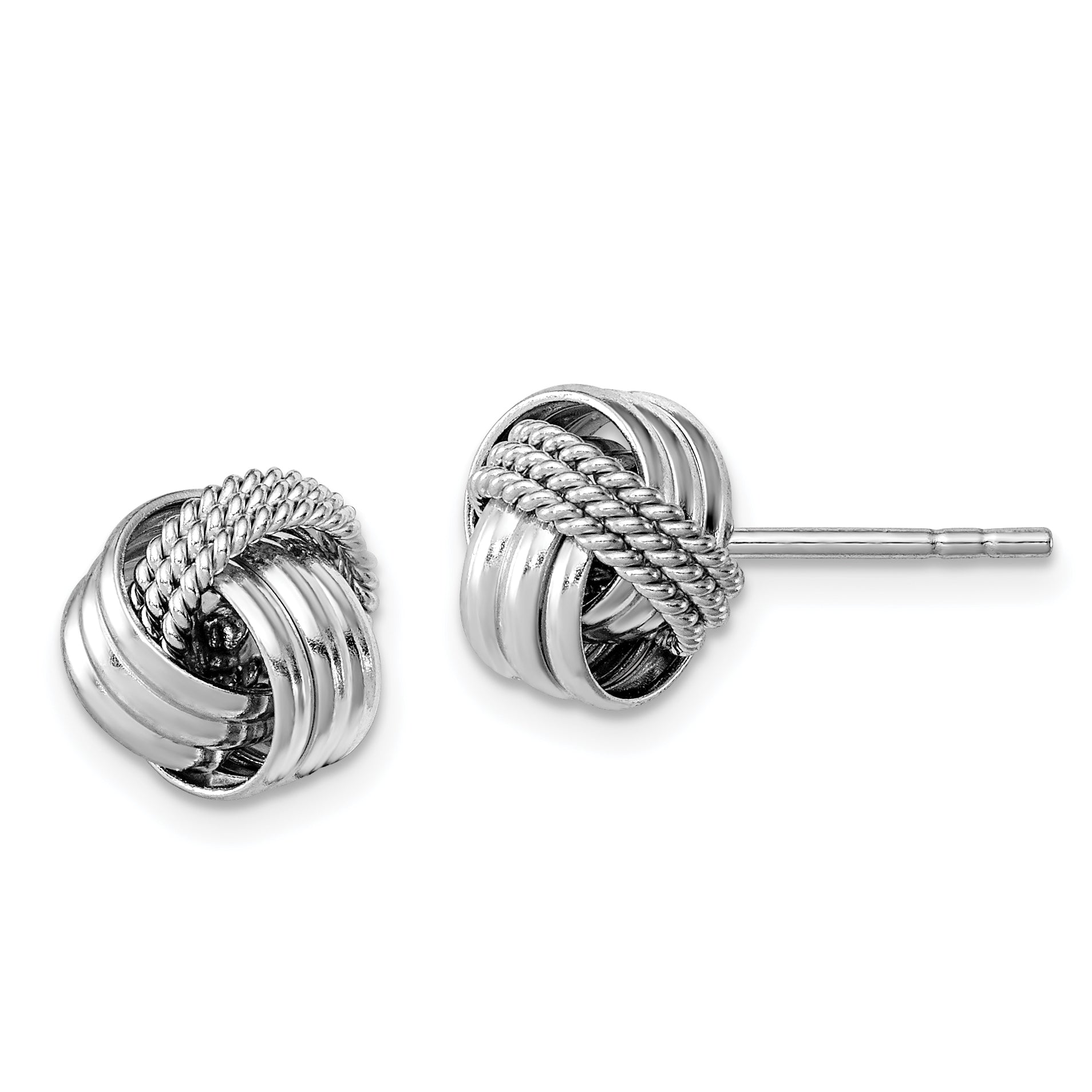Sterling Silver Rhodium-plated Polished Twisted Knot Post Earrings Main image