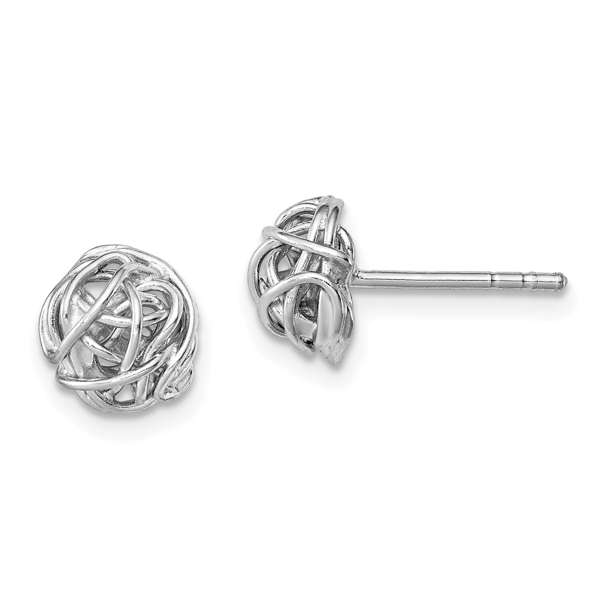 Knot Button Earrings in Sterling Silver, 8mm - Sophia Jewelers Main image