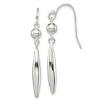 Sterling Silver Polished Bead & Elongated Oval Dangle Earrings