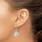 Double Diamond Shape Dangle Earrings in Sterling Silver, Textured - Sophia Jewelers