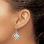 Double Square Dangle Earrings in Sterling Silver, Textured - Sophia Jewelers