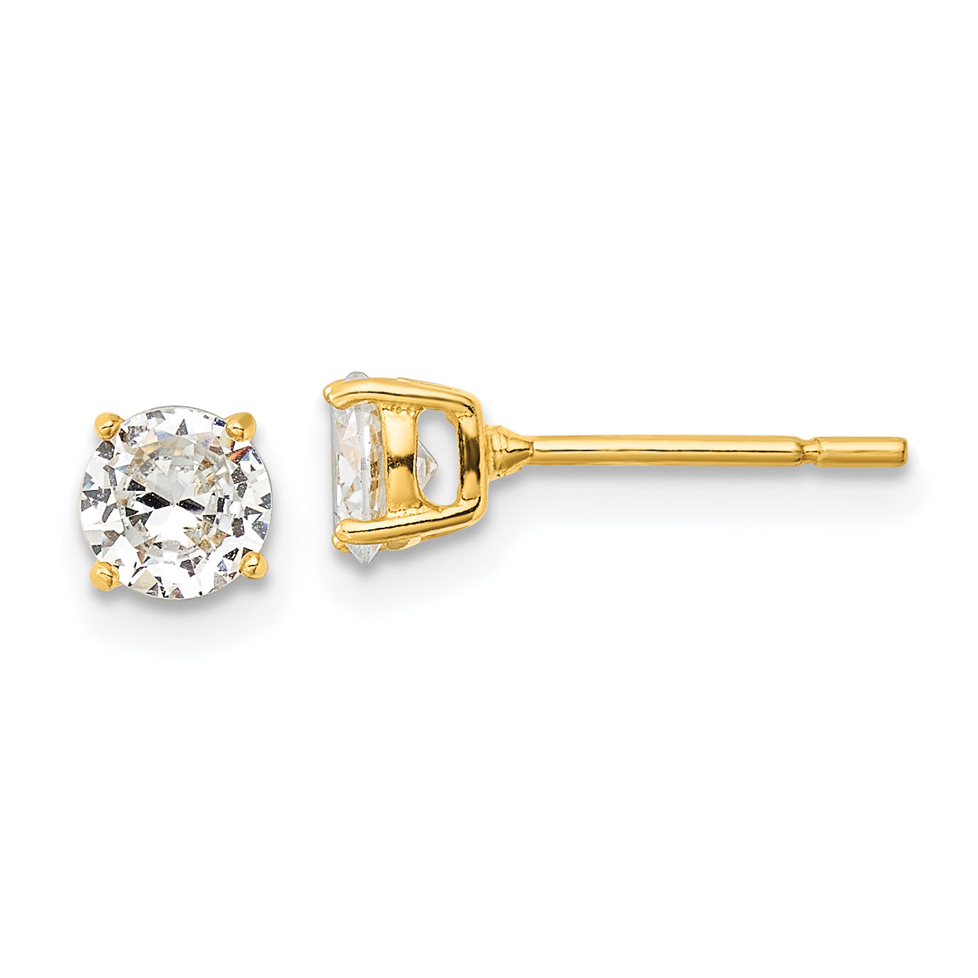 Sterling Silver Gold-tone Polished 5mm CZ Post Earrings Main image