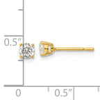 Sterling Silver Gold-tone Polished 4mm CZ Post Earrings