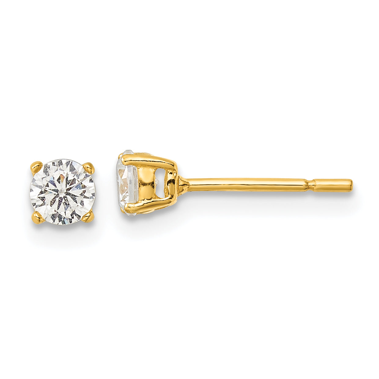 Sterling Silver Gold-tone Polished 4mm CZ Post Earrings Main image