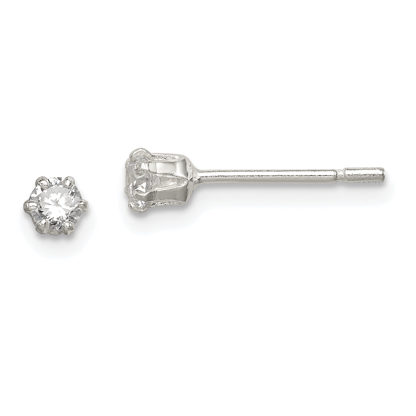 Sterling Silver Polished 3mm Round CZ Stud Earrings Main image